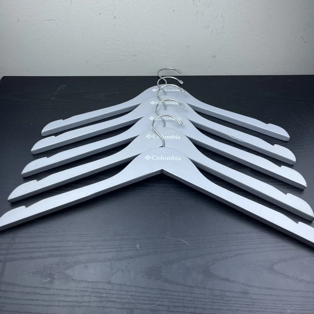 Columbia Sportswear Company Wooden Clothes Hangers Gray Set of 5